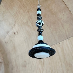Light Pull & Ceiling Fan Pull/Black and White/Polymer Clay and Glass Beads/Home Decor/Funktini/