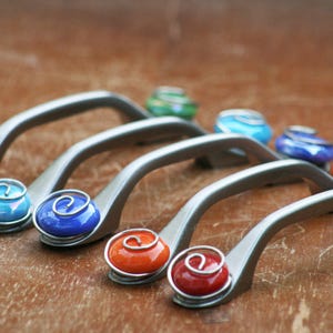 Colorful Glass Cabinet Knobs and Pulls/Kitchen Cabinet Knobs/Furniture Handles/Bathroom Cabinet Knobs/Bi-fold Doors/Fused Glass Knobs/Home