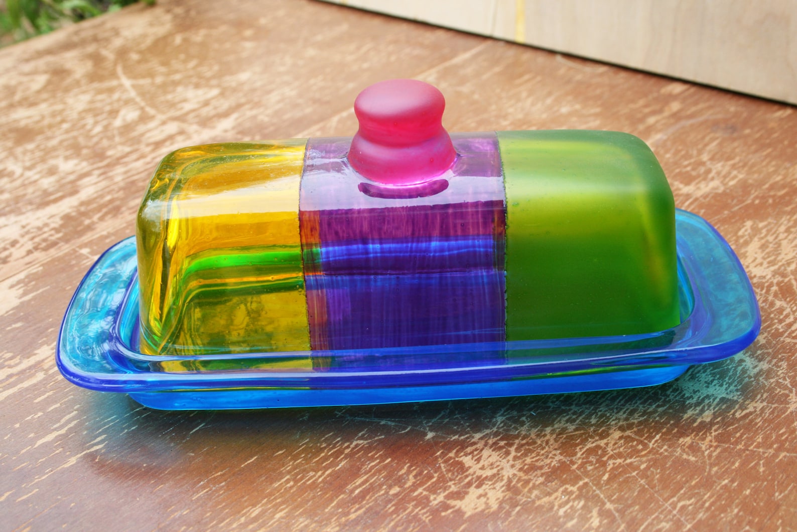 Colorful Glass Butter Dish for Your Kitchen/home Etsy