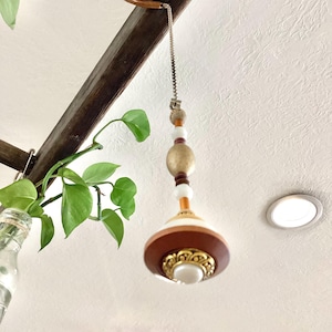 Light Pull & Ceiling Fan Pull/Classy Brown/Polymer Clay and Glass Beads/Home Decor/Funktini/