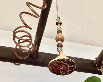 Light Pull & Ceiling Fan Pull/Brown Design/Polymer Clay and Glass Beads/Home Decor/Funktini/Gift/Holiday