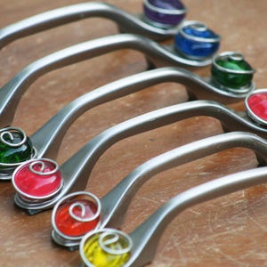 Colorful Glass Cabinet Knobs and Pulls/Kitchen Cabinet Knobs/Furniture Handles/Bathroom Cabinet Knobs/Bi-fold Doors/Fused Glass Knobs/Home