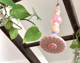 Light Pull & Ceiling Fan Pull/ Snazzy Pink/ Polymer Clay and Glass Beads/ Home Decor/ Funktini/ Lighting Accessories