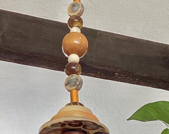 Light Pull & Ceiling Fan Pull/Brown Design/Polymer Clay and Glass Beads/Home Decor/Funktini/Gift/Holiday