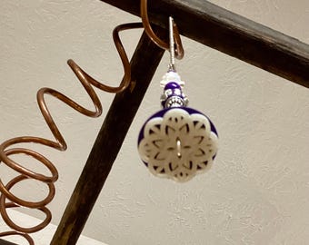 Light Pull & Ceiling Fan Pull/ Purple and Pearl/ Polymer Clay and Glass Beads/ Home Decor/Funktini/