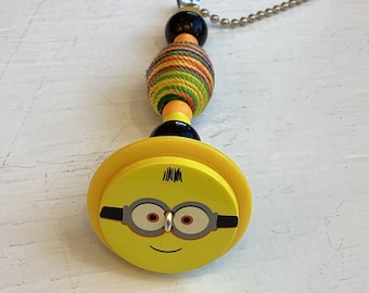 Light Pull & Ceiling Fan Pull/ Minion/ Polymer Clay and Glass Beads/ Home Decor/ Funktini/ Gift/ Lighting Accessories