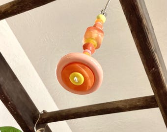 Light Pull & Ceiling Fan Pull/Peachy Keen/Polymer Clay and Glass Beads/Home Decor/Funktini/Gift/Holiday