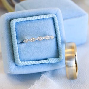 Marquise Cut Lab Grown Diamond Band, 14k White Gold Wedding Marquise Band, Marquise Cut Eternity Band, Promise Band, Gift Band