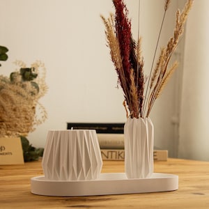 Set decorativo candela e vaso | candela profumata | Candela di colza | Raysin | Vaso per fiori secchi | Set regalo | Piatto portacandele | Colata in gesso | Regalo di Natale