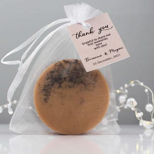 Handgemachte Kaffeeseifengeschenke mit personalisiertem benutzerdefiniertem Tag, Rückgabegeschenkidee, hausgemachte Seife als Dankeschön, Kaffeegeschenke, Seife in loser Schüttung