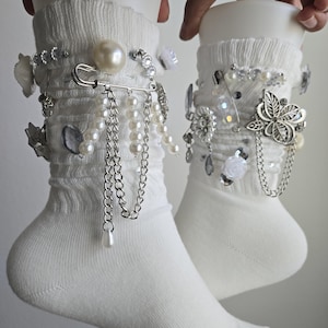 One-of-a-Kind: Glam/Luxe Junk Socks, Charm Socks, Glam Socks, Bling Socks| Gold, Silver or Mixed Only