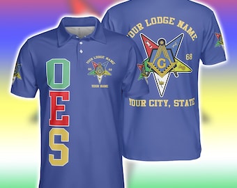 Custom Masonic OES Polo Shirt, Personalized Lodge Name And City, Freemason & Eastern Star Shirt, Red Mason Gift for Him or Her.