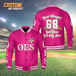 Chaqueta de béisbol personalizada / Orden de la Estrella de Oriente (OES) / Nombre y ciudad de la Logia personalizados / Chaqueta universitaria de ex Venerable Maestro de la AF&AM.