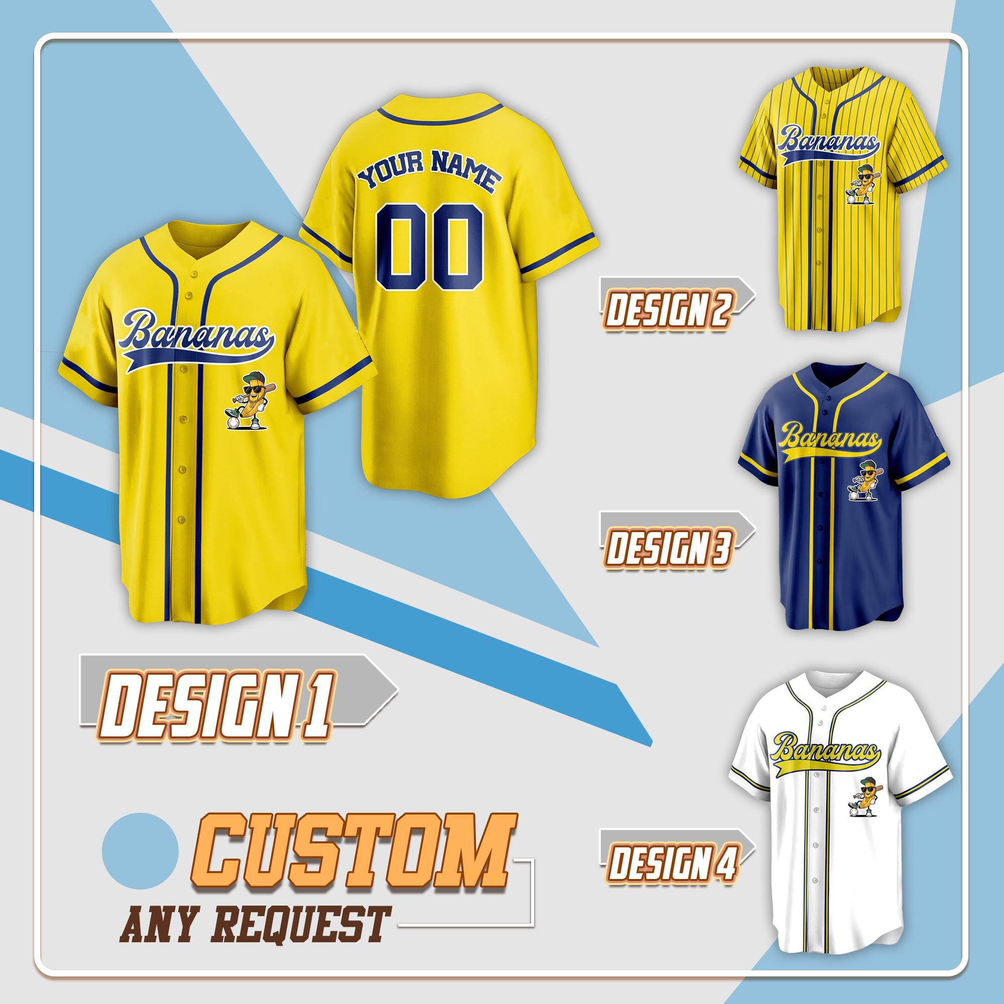 Discover Personalized Bananas Team Baseball Jersey, Let's Go Bananas Jersey, Funny Bananas Jersey, Youth & Adult Jersey for Baseball, Gift For Fan.