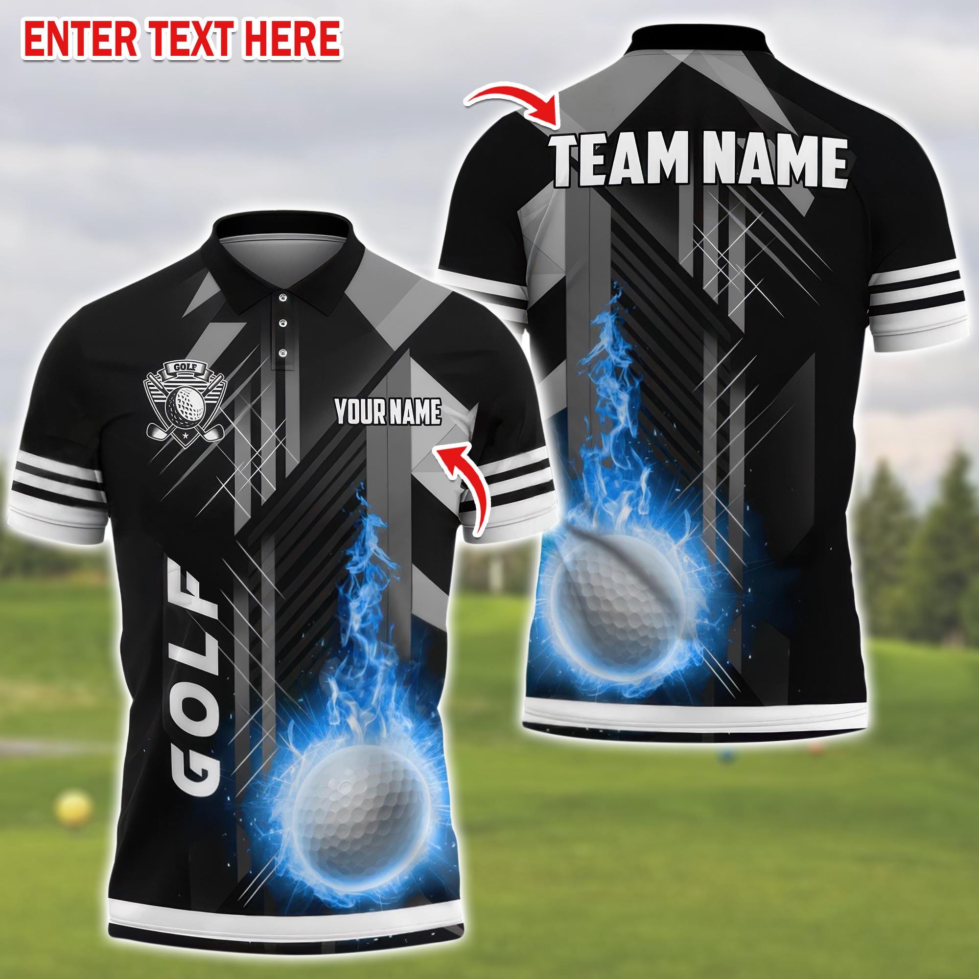 Discover Custom Flaming Golf Ball Polo Shirt, Personalized Golf Team Polo Shirt
