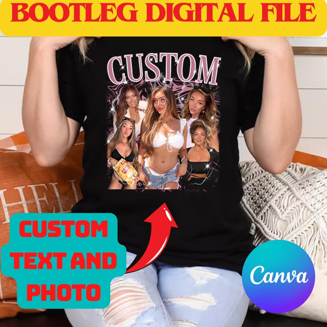 Pack 50 Custom Bootleg PNG , Retro Custom Text and Photo , Custom ...