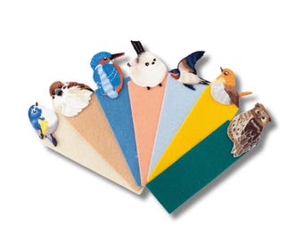 Embroidered Bird Bookmark Sparrow, Owl, Swallow, Blue Flycatcher, Robin, Long Tailed, Kingfisher, Shimaenaga