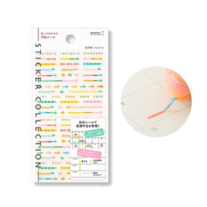 Adesivi per diario Midori Tiny, programma, motivo a freccia, pastello Design Phil Tiny Adesivi carini per planner, diari, album