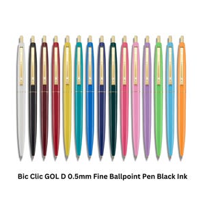 Penna a sfera Bic Clic GOLD 0,5 mm con inchiostro nero e ricarica Made in Japan Penna Best Seller Penna