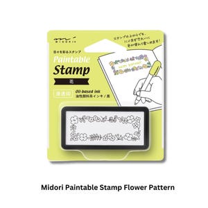 Midori Paintable Pre- Inked Stamp Blumenmuster Muster Selbstfärbestempel Halbe Größe