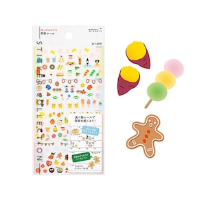 Naklejki Midori Tiny Diary z sezonowymi wzorami żywności Naklejki usuwalne, Design Phil Tiny Cute Stickers do planerów, dzienników, albumów