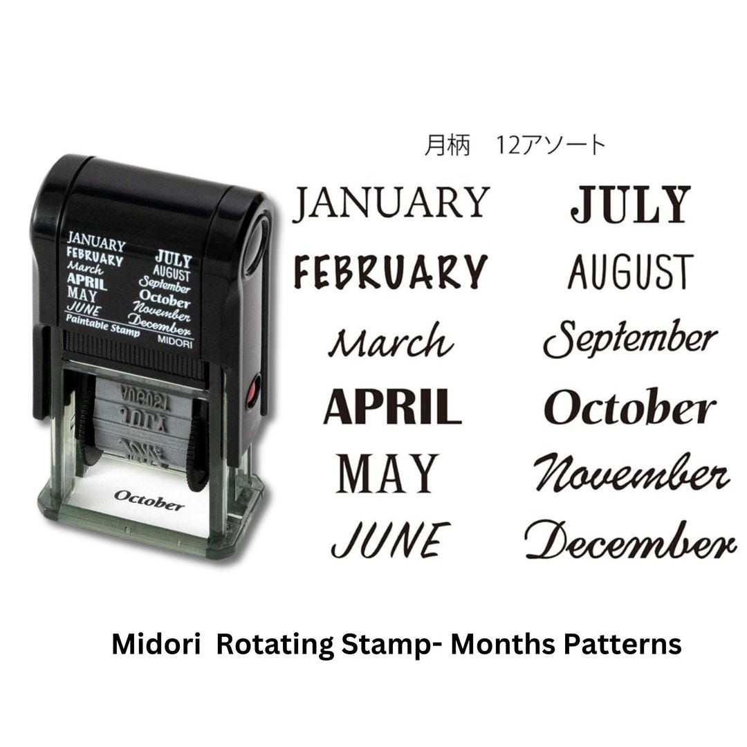 Midori Paintable Rotating Stamp Months Pattern Self Inking Stamp and ...