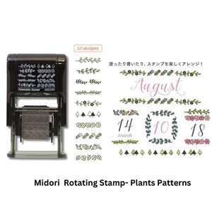 Midori Paintable Rotating Stamp Plants Flower Leaf Pattern Samotuszujący stempel