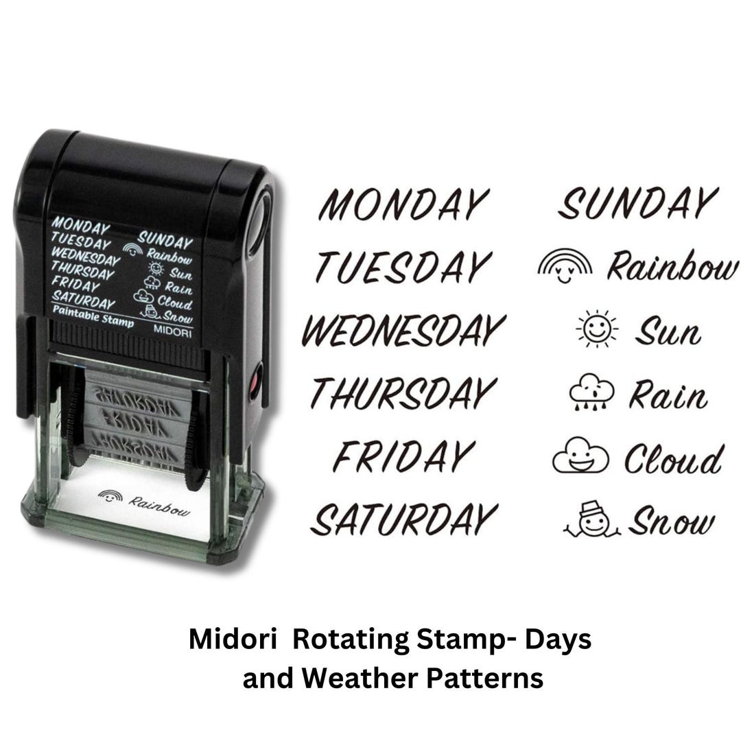 DESIGNPHIL Midori Stempel Katze Muster - Drehstempel Mit 10 Süßen Katzen-Motiven Für Bullet Journal & Scrapbooking