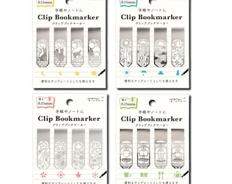 Clip Bookmarker Midori Template for Journals and notebooks, Cat, Food, Weather , Flower Templates Brass