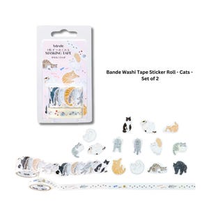 Stickerrol Bande Washi Tape - katten - set van 2 - taperol één item