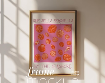 Gold Frame Mockup: Minimalist Vertical DIN A Ratio (Photoshop Digital Template)