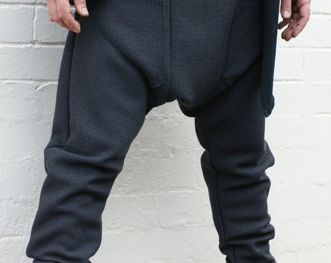 Men's Dropcrotch Pants in Gun Metal Grey Wool Etsy