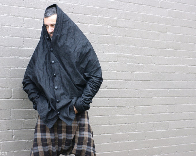 Mens Paper Crane Jacket in Black Metallic Cotton Etsy