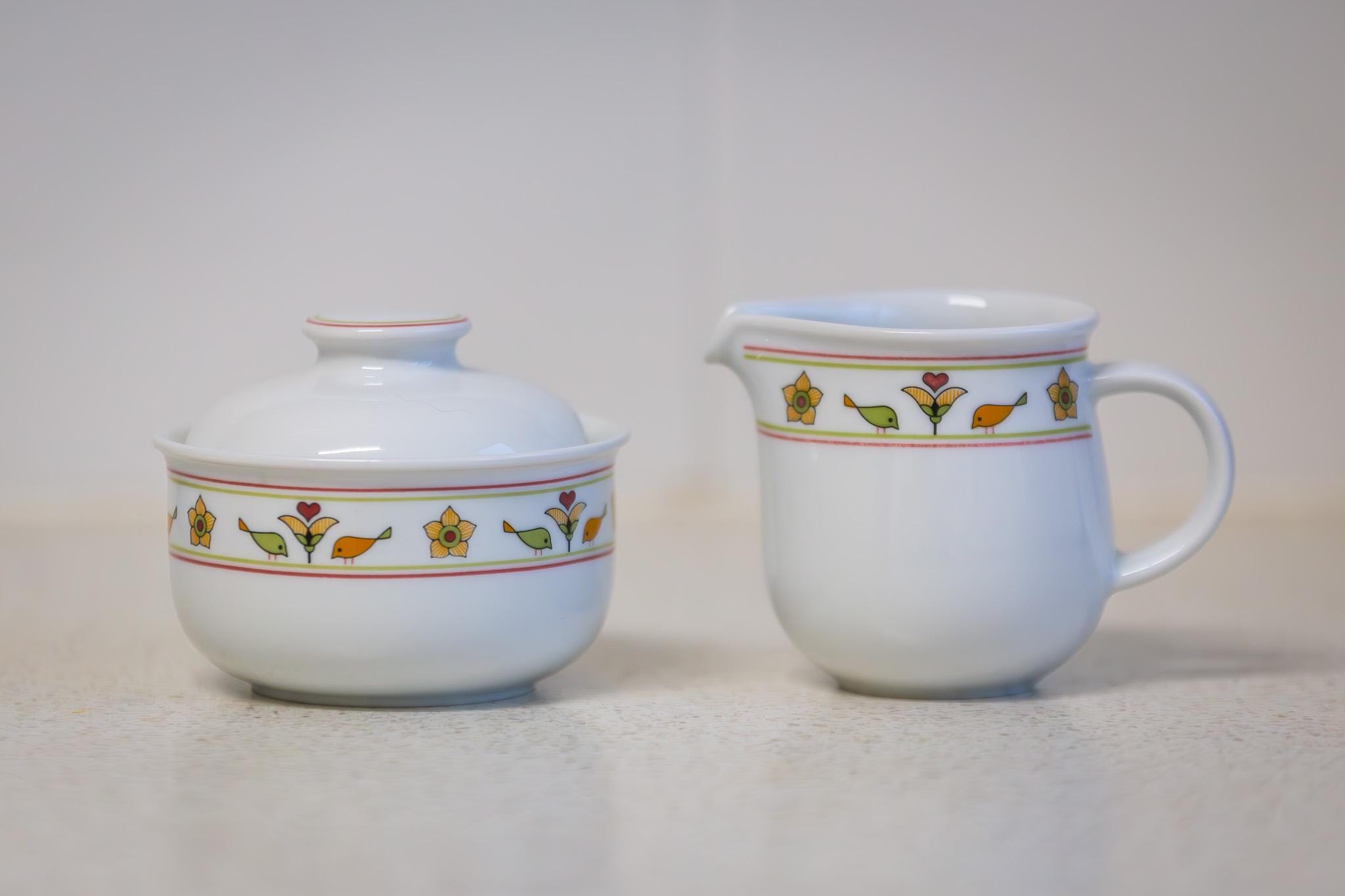 Vintage Arzberg Germany Creamer & Sugar Bowl – Daily Happiness Garden Folk Art Pattern