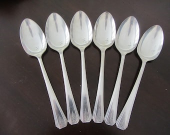 A Collection of 6 Vintage Silver Plate Matched Tablespoons For Your Table or use for Industrial Chic Assemblage Mixed Media Supplies