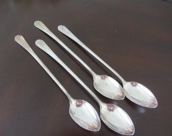 A Collection of 4 Vintage Silver Plate Matched Ice Tea Spoons For Your Table or use for Industrial Chic Assemblage Mixed Media Supplies