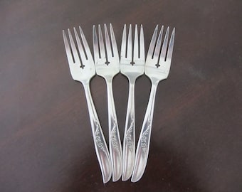 A Collection of 4 Vintage Silver Plate Matched Salad Forks For Your Table or Use for Industrial Chic Assemblage Mixed Media Supplies