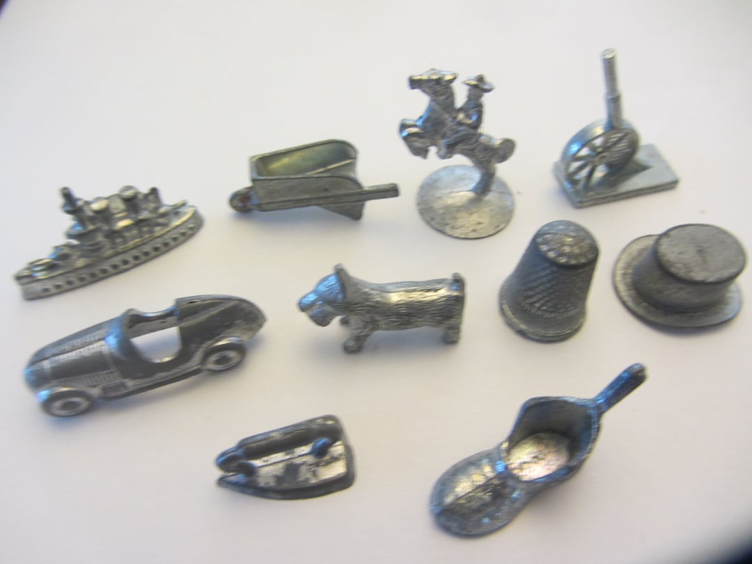 Vintage Monopoly Games Pieces Tokens Silver Metal Monopoly Game Tokens