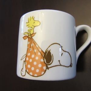 Vintage Peanuts Characters, Snoopy and Woodstock, Mini Mug, Espresso Size, 1965, made by United Feature Syndicate Inc