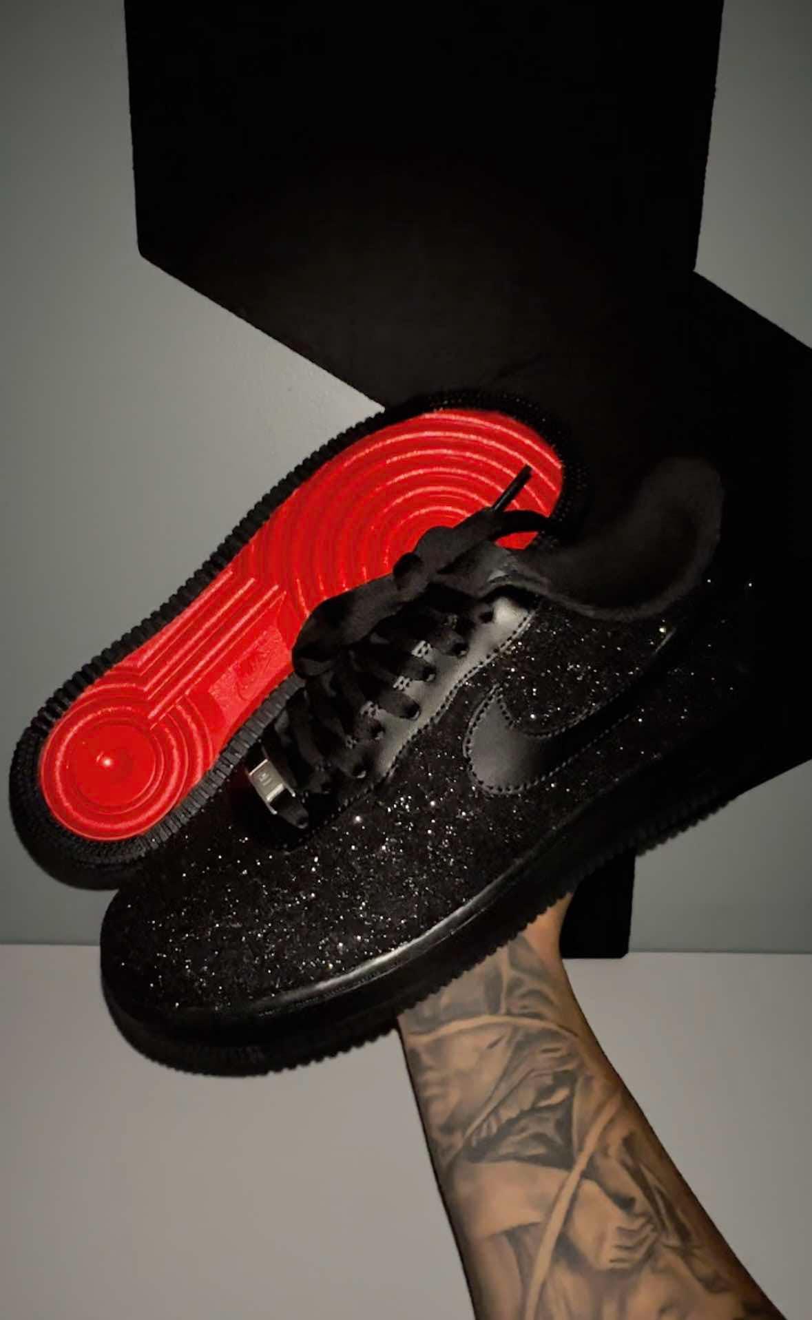 Air Force Black Glitter and Red Bottoms