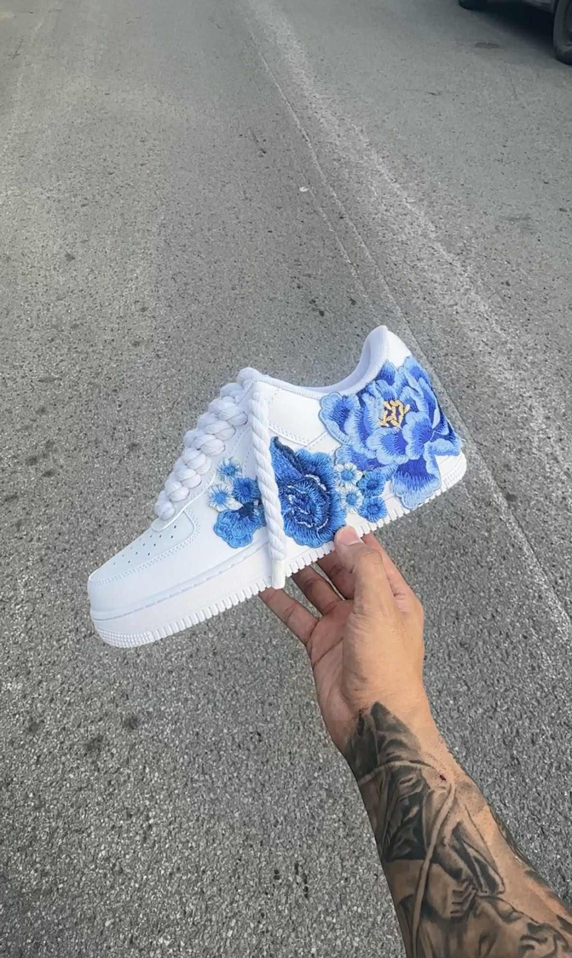 blue flower nikes