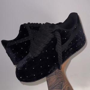 Air Force 1 Black velvet with diamonds