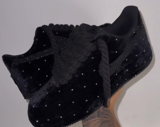 Air Force 1 Black velvet with diamonds