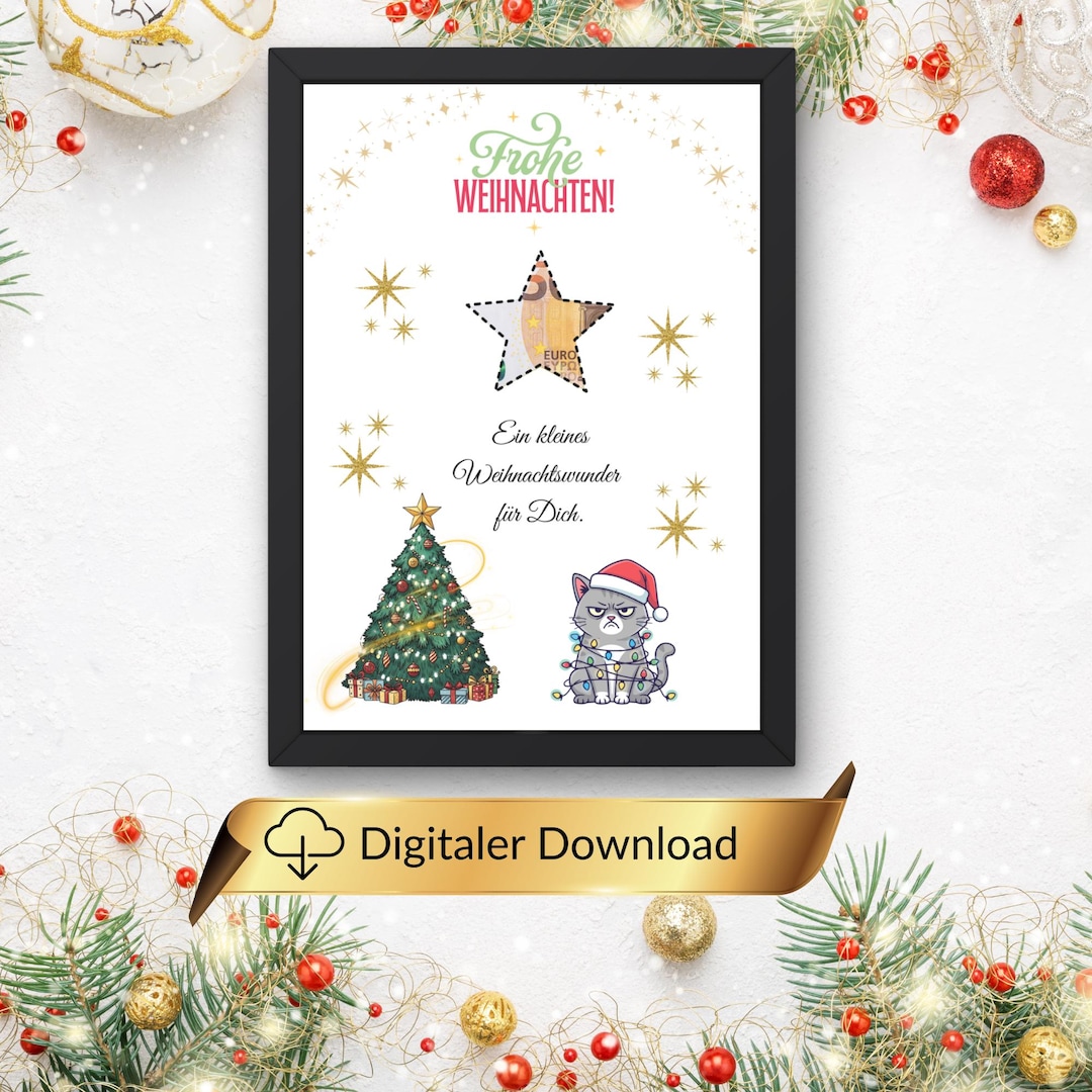 Geldgeschenk Weihnachten Printable | Wunscherfüller Vorlage A4 Mit 1