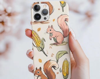 Pastel Squirrel iPhone Case | Autumn Corn Design, Woodland Animal Cover