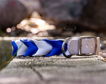 Braided Two Tone Biothane Dog Collar