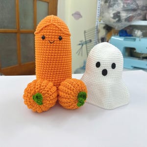 Crochet halloween, halloween handmade, Crochet Surprise Halloweenie Ghost, Crochet Giant Halloweenie, Funny Halloween