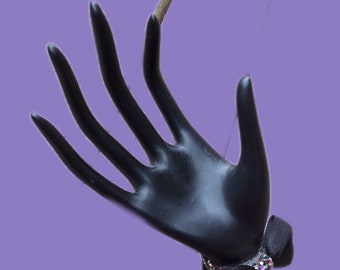 Vintage hand display gothic decor Black ceramic hand ring stand, Feminine body part Mannequin dark goth vogue black formal evening gown
