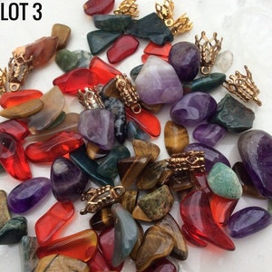 Vintage gothic rock stones DIY art project jewelry making, healing altar meditation Wiccan spell stones gems, art craft supplies, Amethyst image 2