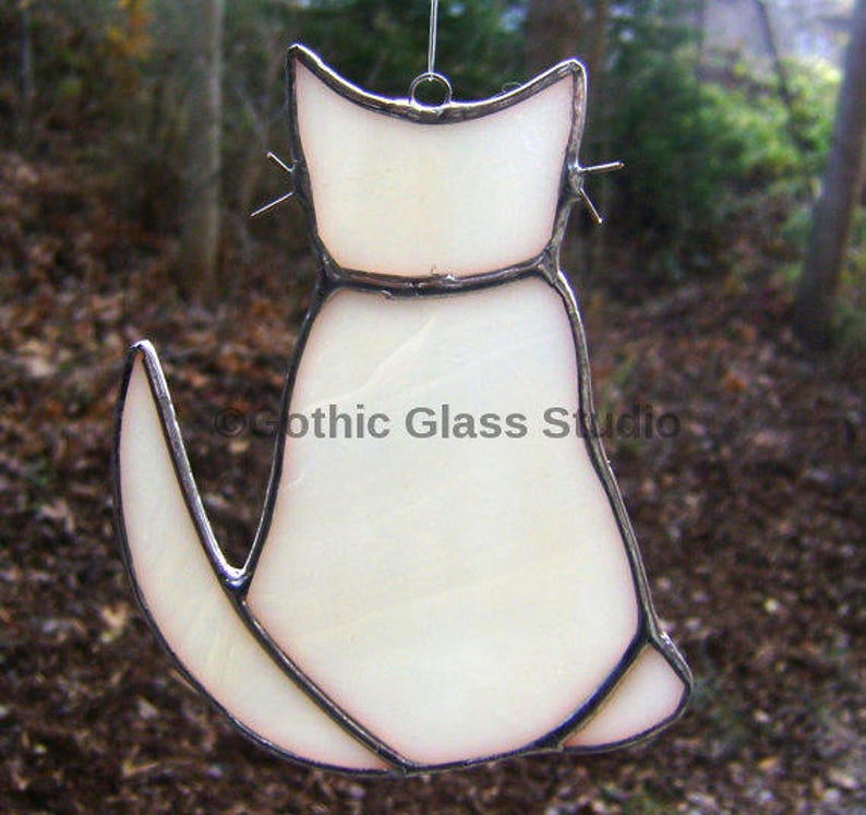 Cats Stained Glass Suncatcher Kittens Christmas Ornaments Cream Halloween Mothers Day Yule Solstice Birthday Valentines Original Design C